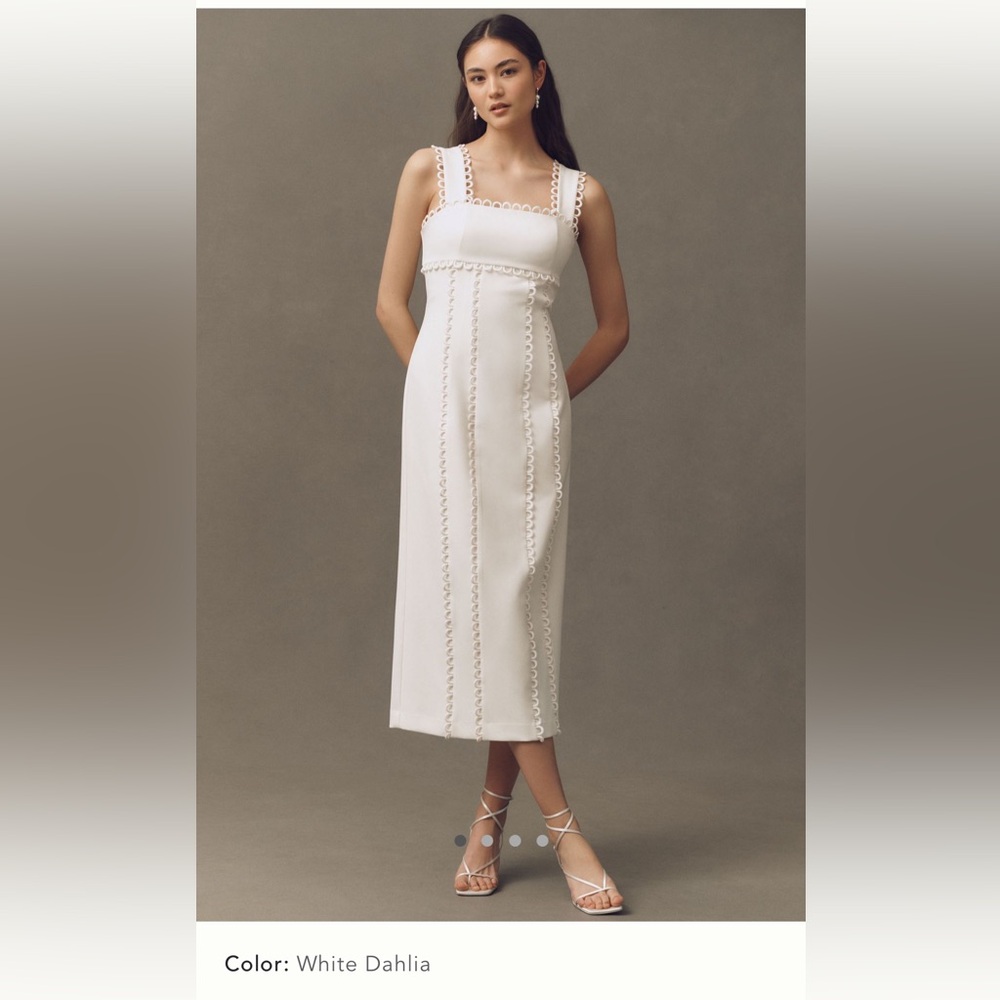 BHLDN White Embellished Midi Dress